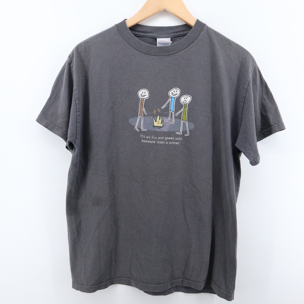 Tennessee River Graphic Tee Men Medium Gray Camping Humor 2000s Pun Good
